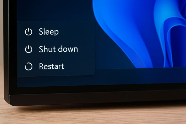 Windows-Energiesparmodus im Startmenü eines PCs ausgewählt