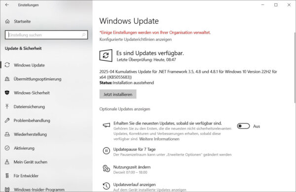 Windows Update prüfen – WLAN funktioniert nicht unter Windows Windows Update zeigt verfügbare Updates an – mögliche Ursache, wenn das WLAN funktioniert nicht unter Windows