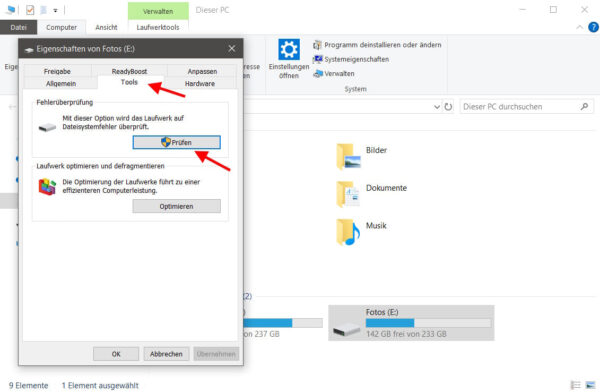 Fehlerüberprüfung einer Festplatte mit Windows-Bordmitteln starten Festplatte reparieren mit Windows – Fehlerüberprüfung nutzen