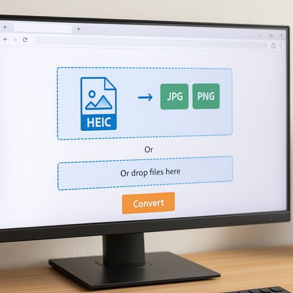 HEIC in JPG oder PNG umwandeln – praktische Tools im Einsatz Online-Tool zur Umwandlung von HEIC in JPG oder PNG auf einem Monitor