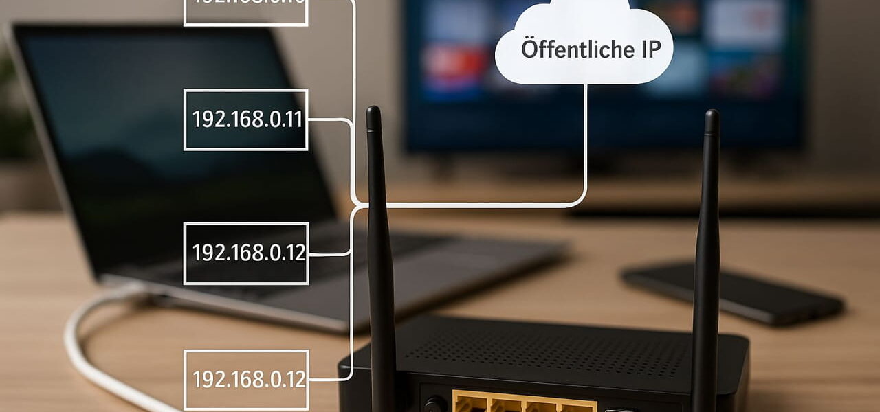 NAT einfach erklärt: Heimnetzwerk mit Router und Geräten als Beispiel für Network Address Translation