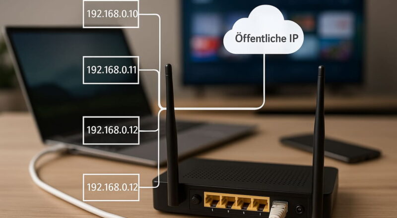NAT einfach erklärt: Heimnetzwerk mit Router und Geräten als Beispiel für Network Address Translation