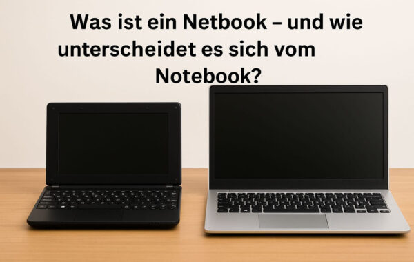 Netbook und Notebook im Größenvergleich auf Holztisch