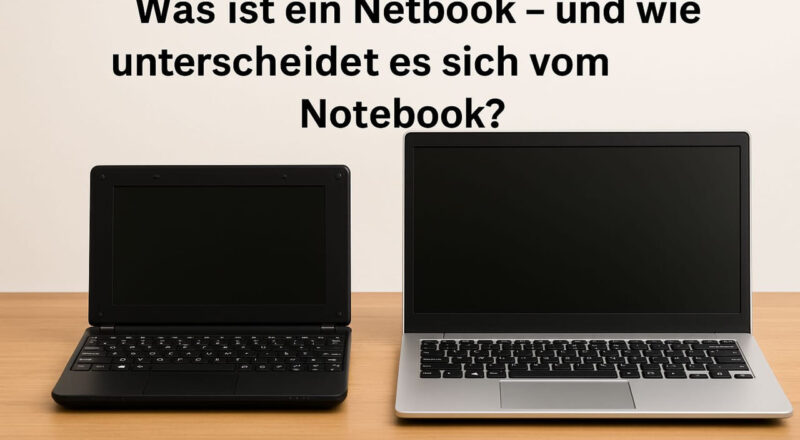 Netbook und Notebook im Größenvergleich auf Holztisch