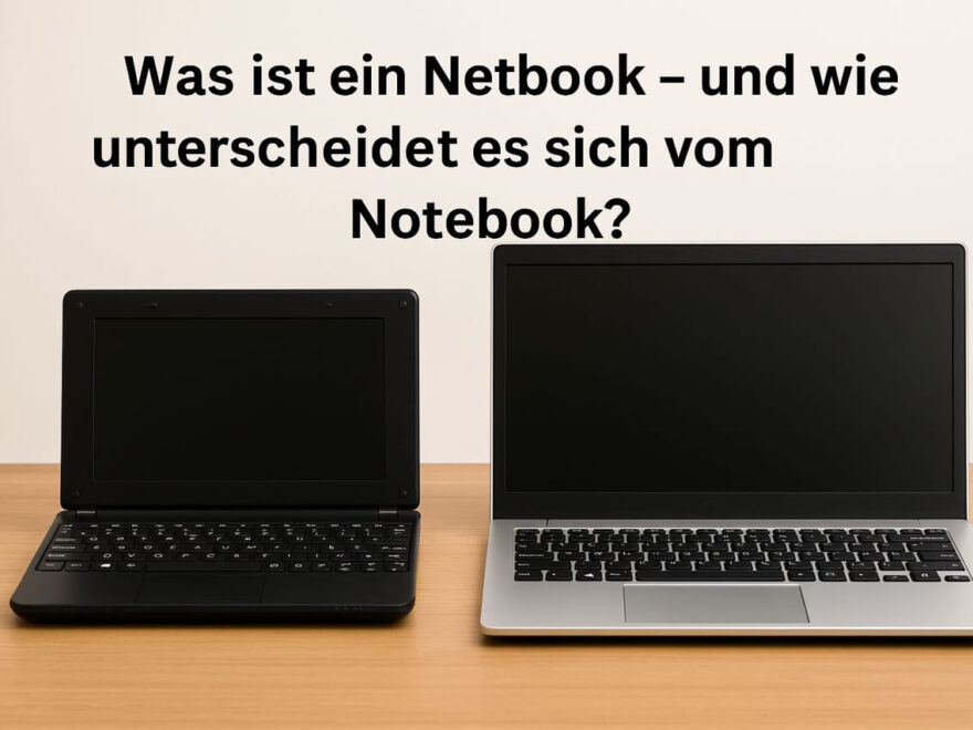 Netbook und Notebook im Größenvergleich auf Holztisch