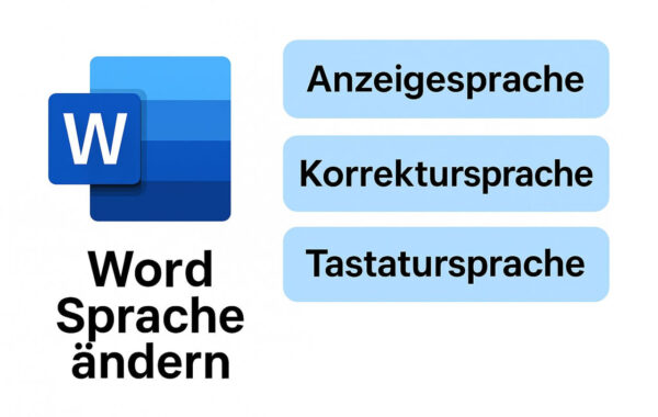 Grafik zeigt Unterschiede zwischen Anzeigesprache, Korrektursprache und Tastatursprache in Word