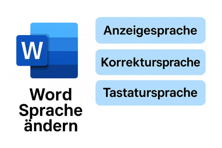 Grafik zeigt Unterschiede zwischen Anzeigesprache, Korrektursprache und Tastatursprache in Word