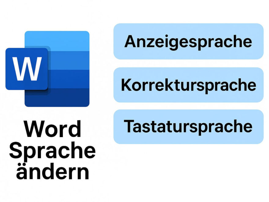 Grafik zeigt Unterschiede zwischen Anzeigesprache, Korrektursprache und Tastatursprache in Word
