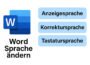 Grafik zeigt Unterschiede zwischen Anzeigesprache, Korrektursprache und Tastatursprache in Word