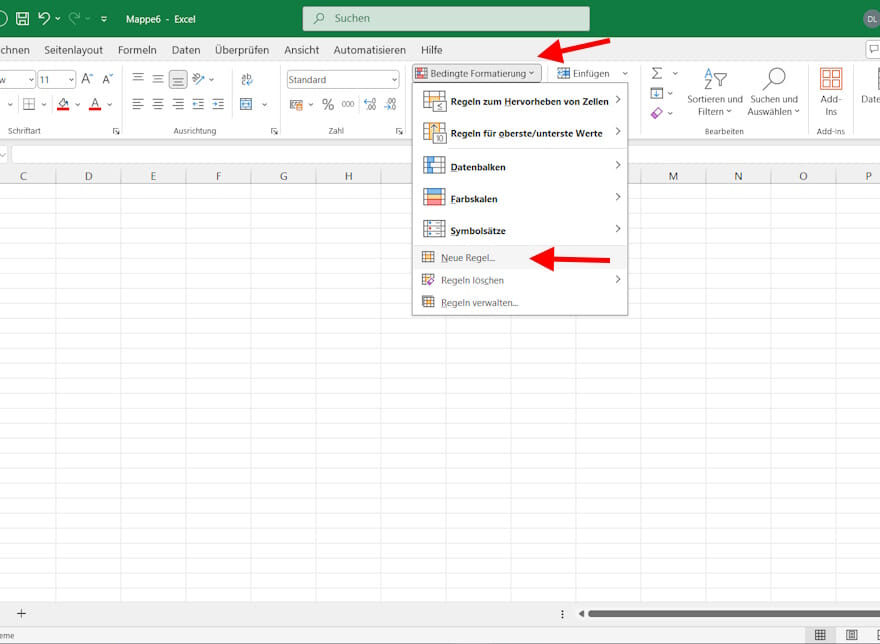 Bedingte Formatierung in Excel anwenden, um jede zweite Zeile farbig zu gestalten