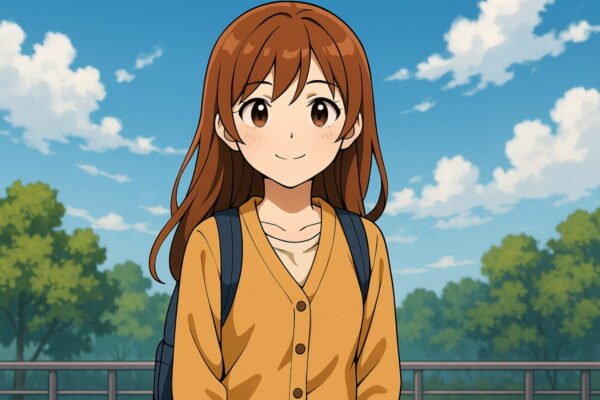 KI-Bildgeneratoren erzeugen Anime-Charakter im typischen Stil Anime-Zeichnung eines Mädchens im Freien – Beispiel für KI-Bildgeneratoren