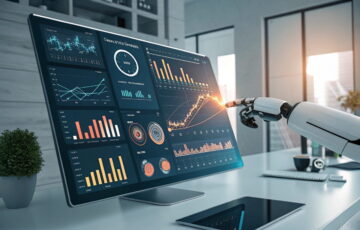 Künstliche Intelligenz analysiert SEO-Daten auf einem Bildschirm