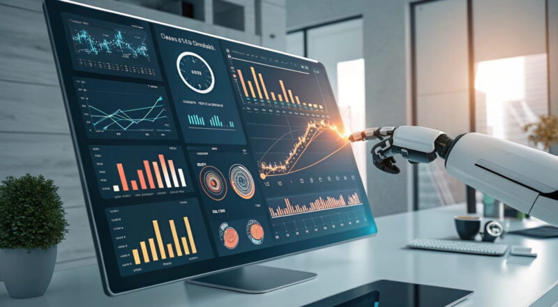 Künstliche Intelligenz analysiert SEO-Daten auf einem Bildschirm
