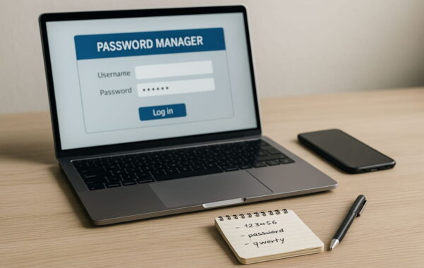 Passwort-Manager auf Laptop erklärt am Beispiel einer sicheren Login-Verwaltung