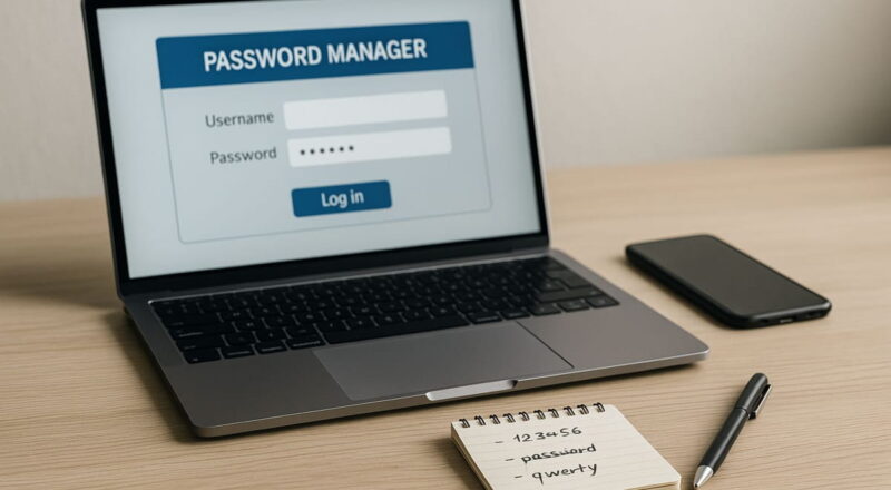 Passwort-Manager auf Laptop erklärt am Beispiel einer sicheren Login-Verwaltung
