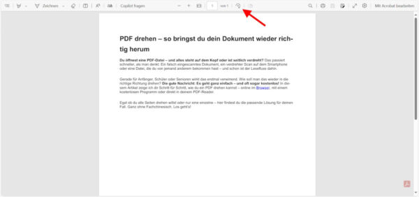 PDF im Browser drehen – so geht’s mit Microsoft Edge PDF drehen im Browser: Ansicht im Microsoft Edge mit Drehfunktion
