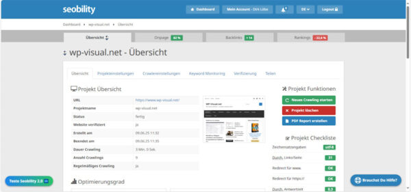 SEO 2025: Analyse-Übersicht mit Seobility zur technischen Optimierung