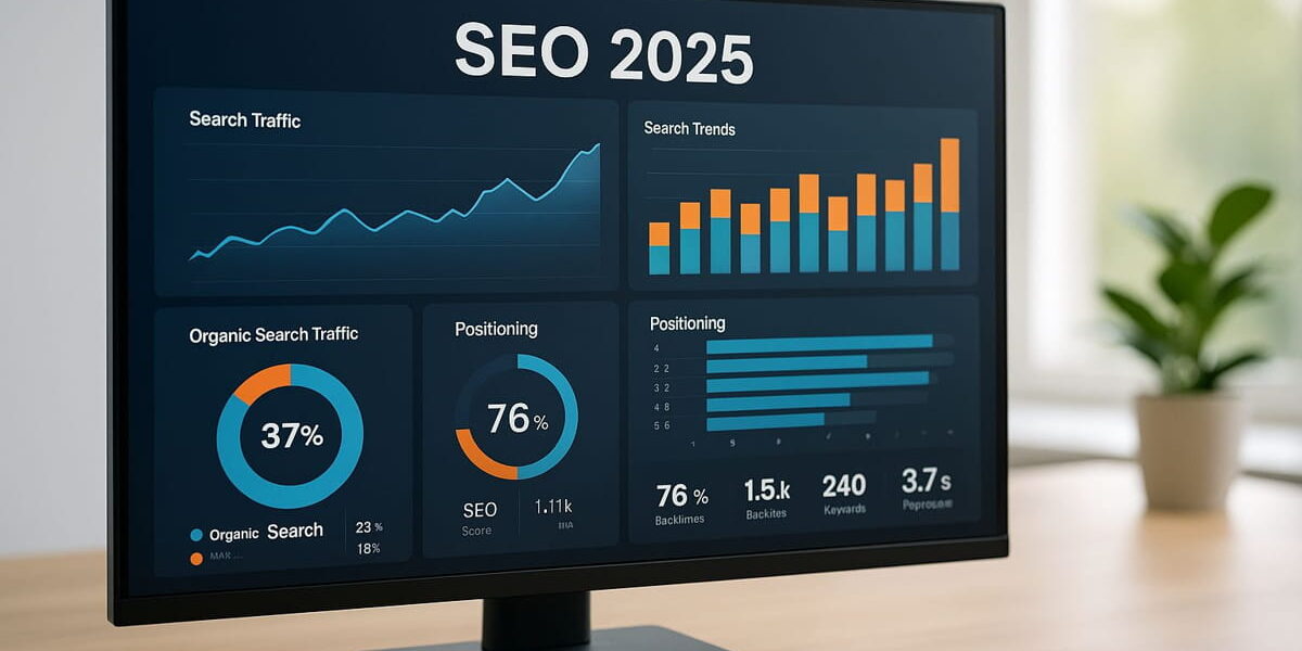SEO 2025: Dashboard mit aktuellen Ranking-Faktoren und Performance-Daten