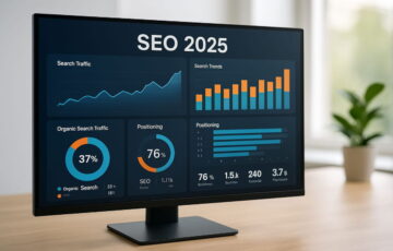 SEO 2025: Dashboard mit aktuellen Ranking-Faktoren und Performance-Daten