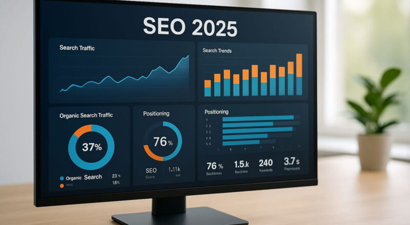 SEO 2025: Dashboard mit aktuellen Ranking-Faktoren und Performance-Daten