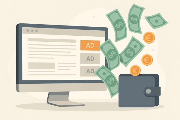 Passives Einkommen durch Blog-Monetarisierung erzielen Symbolbild für passives Einkommen über Webseiten-Vermarkter – mit dem Blog Geld verdienen