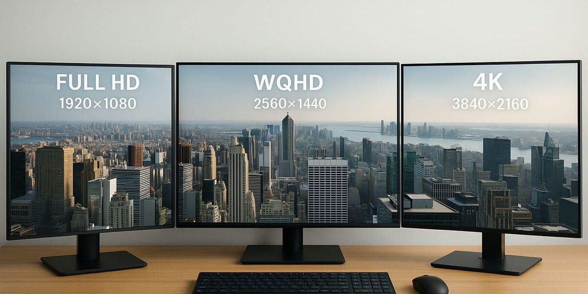 WQHD Monitor im Vergleich zu Full HD und 4K Darstellung