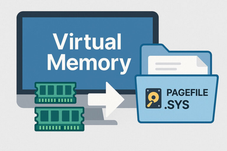 Visualisierung der Auslagerungsdatei als Verbindung zwischen RAM und Festplatte