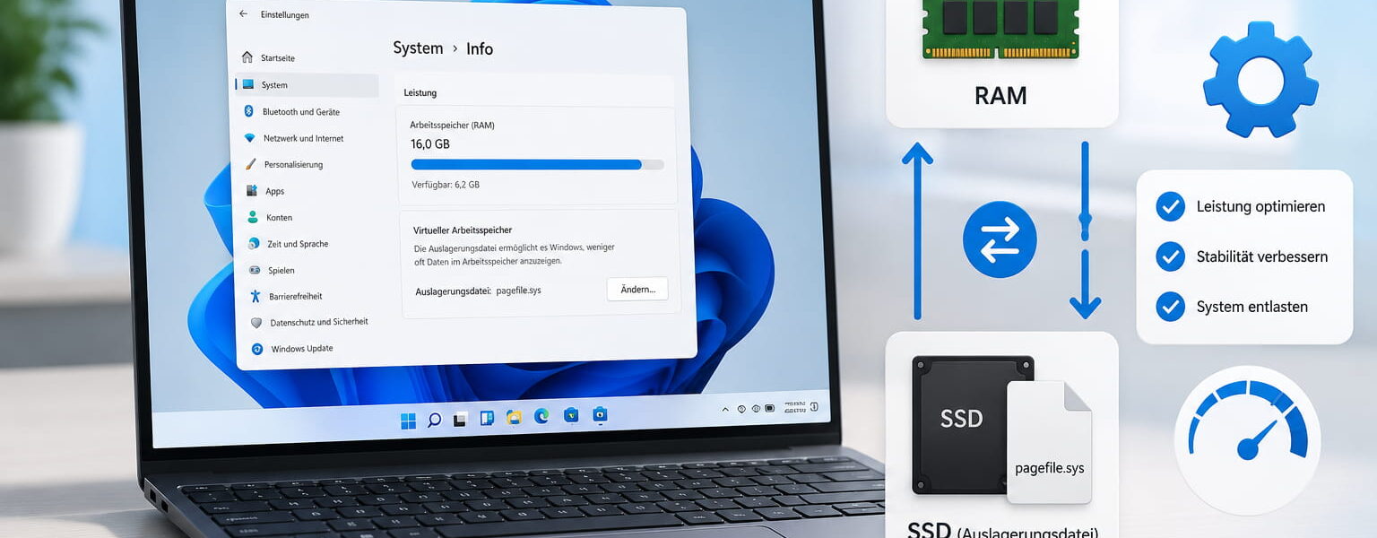 Auslagerungsdatei optimal einstellen in Windows 11 mit RAM, SSD und virtuellem Speicher