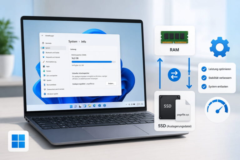 Auslagerungsdatei optimal einstellen in Windows 11 mit RAM, SSD und virtuellem Speicher