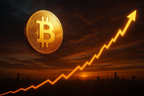 Bitcoin auf neuem Allzeithoch mit steigendem Kursverlauf im Hintergrund