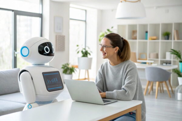 Was ist ChatGPT? Digitale KI-Hilfe einfach erklärt ChatGPT als digitaler Assistent im Gespräch mit einem Nutzer