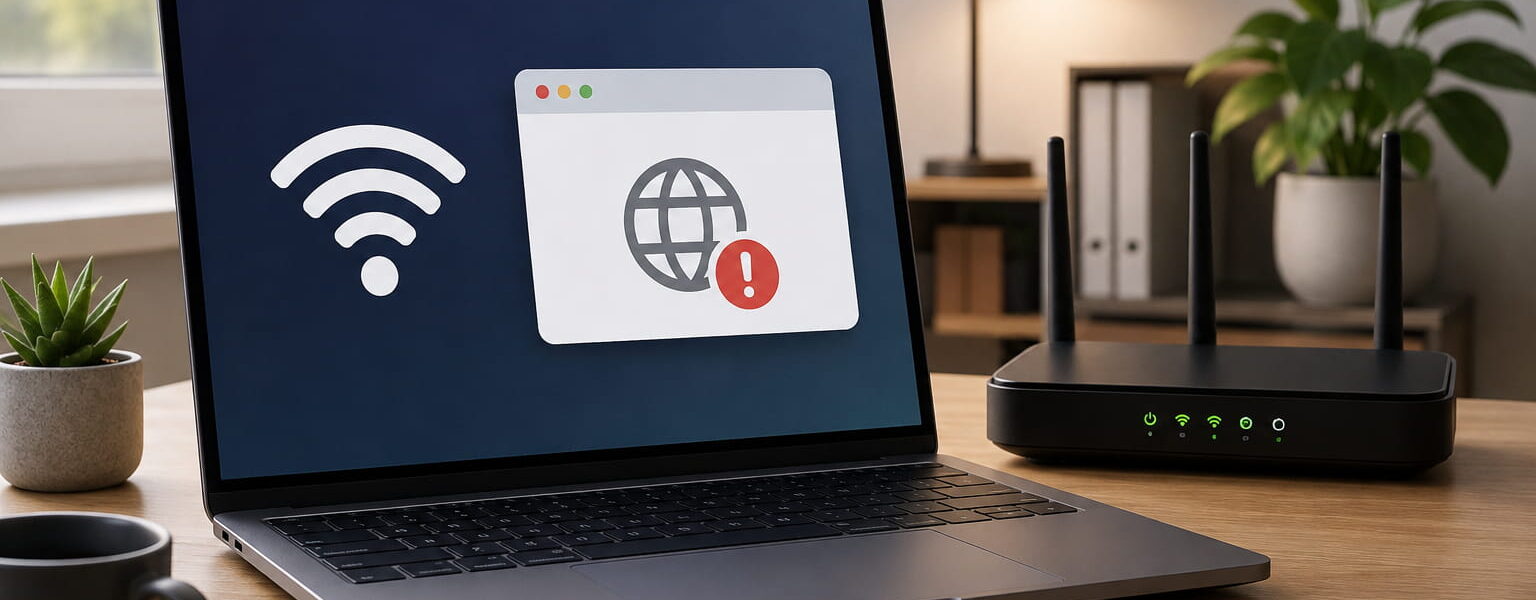 Notebook ist mit WLAN verbunden, hat aber keinen Internetzugang