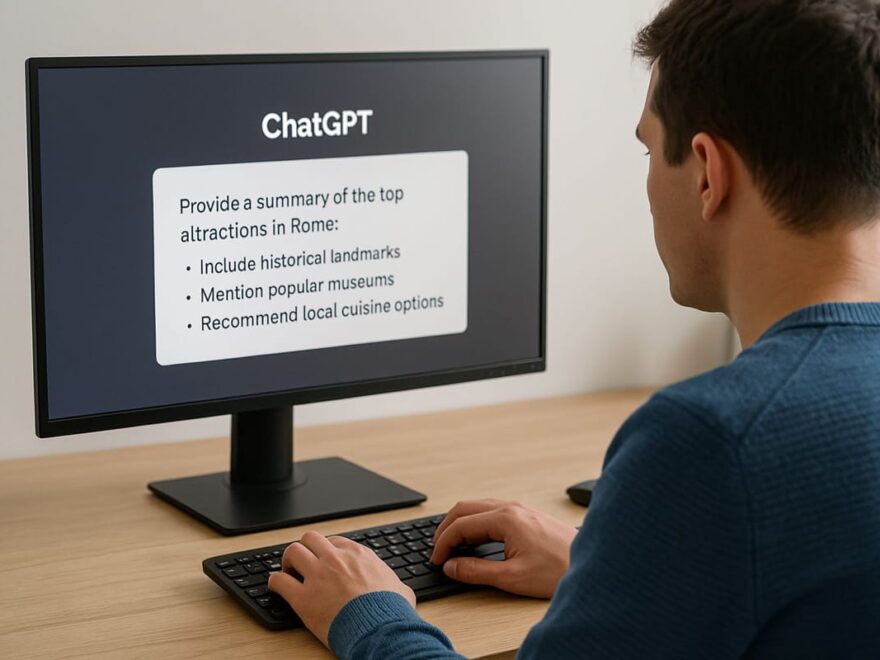 Beispielhafte Eingabe als gute Prompts für ChatGPT im Chatfenster dargestellt