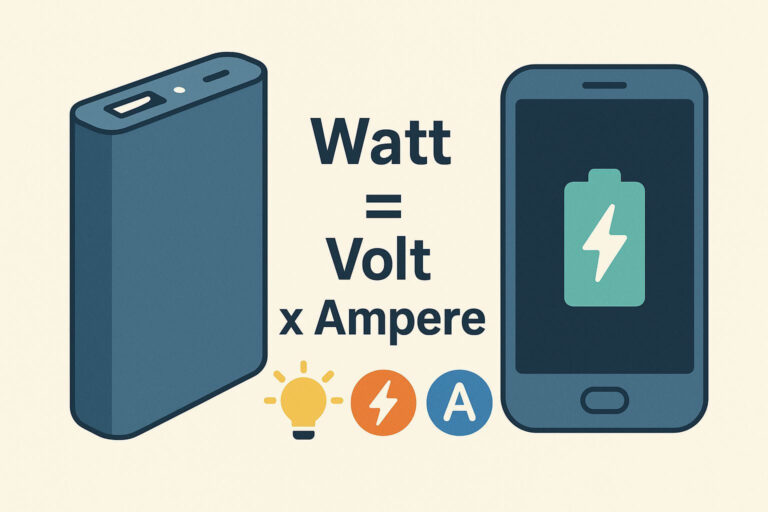 Grundlagen zu Watt bei Powerbanks mit einfacher Grafik