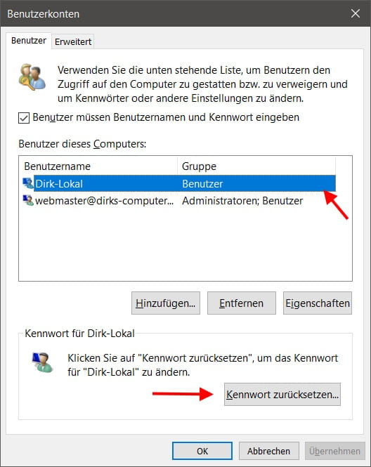 Windows Passwort mit netplwiz oder Benutzerkontensteuerung ändern Windows Passwort ändern mit netplwiz über die Benutzerkontensteuerung
