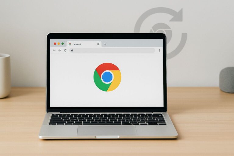 Automatische Updates beim Google Chrome werden im Hintergrund auf einem Laptop installiert