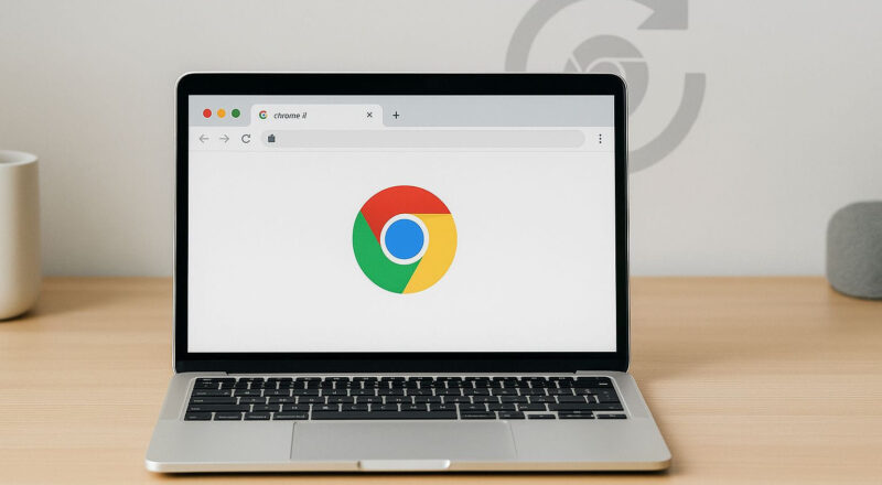 Automatische Updates beim Google Chrome werden im Hintergrund auf einem Laptop installiert