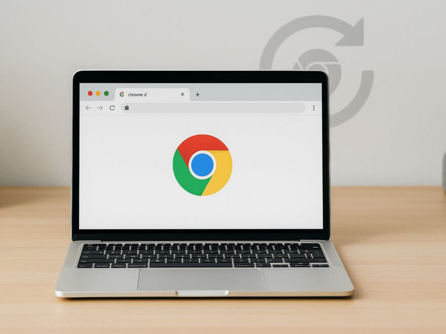 Automatische Updates beim Google Chrome werden im Hintergrund auf einem Laptop installiert