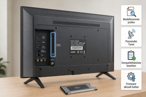 CI+-Modul und kompatibler Fernseher mit passendem CI+-Schacht
