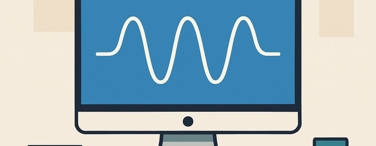 Darstellung eines Monitors mit Schwingungen als Symbol für die Bedeutung von Hertz bei Bildwiederholraten