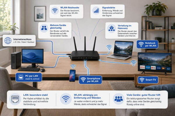Internet schneller mit neuem Router: So beeinflusst der Router WLAN, LAN und mehrere Geräte im Heimnetz