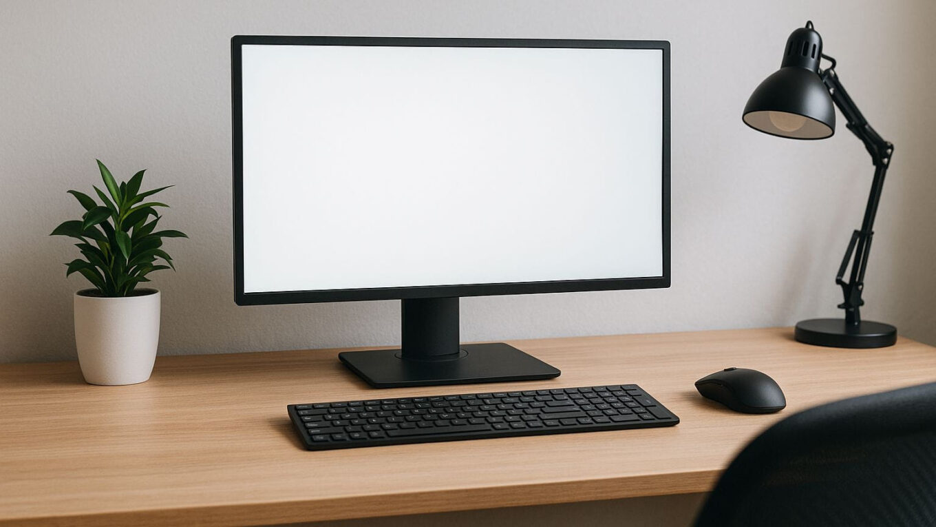 Ergonomischer Arbeitsplatz mit idealer Monitorgröße für komfortables Arbeiten