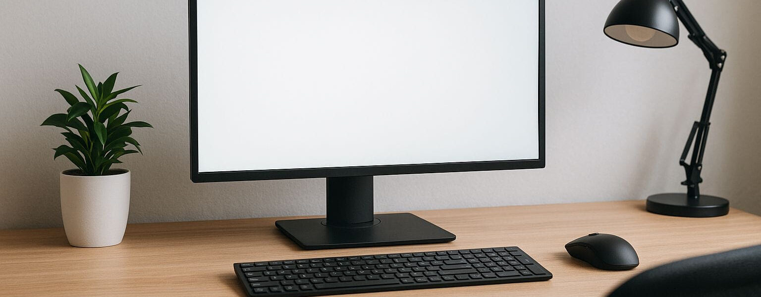 Ergonomischer Arbeitsplatz mit idealer Monitorgröße für komfortables Arbeiten