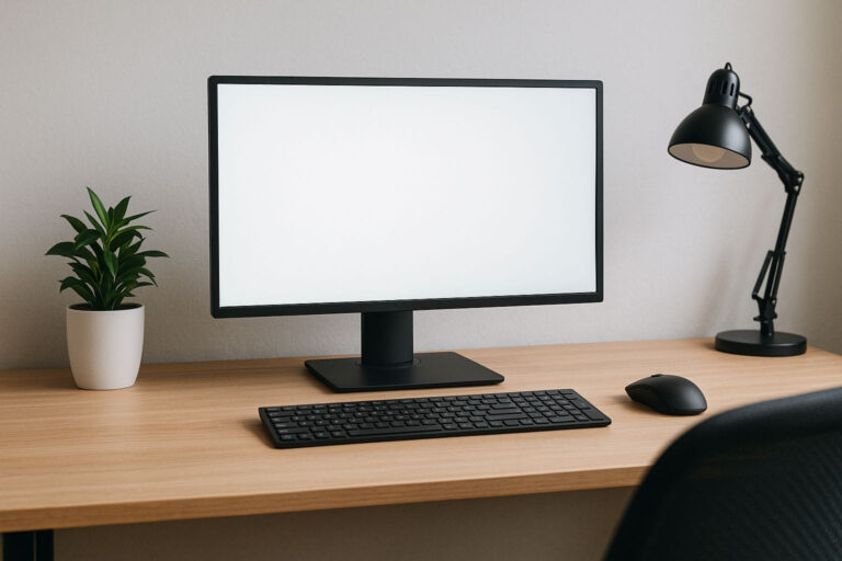 Ergonomischer Arbeitsplatz mit idealer Monitorgröße für komfortables Arbeiten