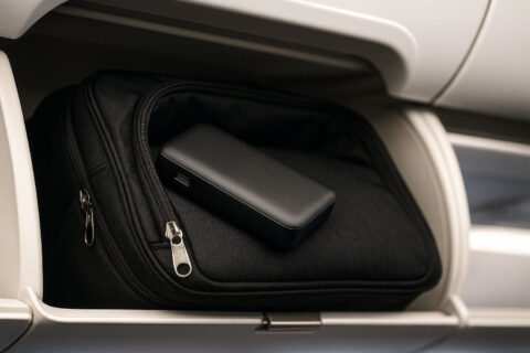 Powerbank im Handgepäck sicher im Flugzeug verstaut