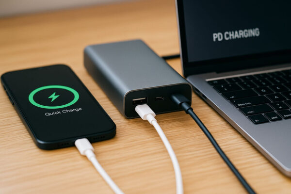 Powerbank Output mit Quick Charge und Power Delivery in Aktion