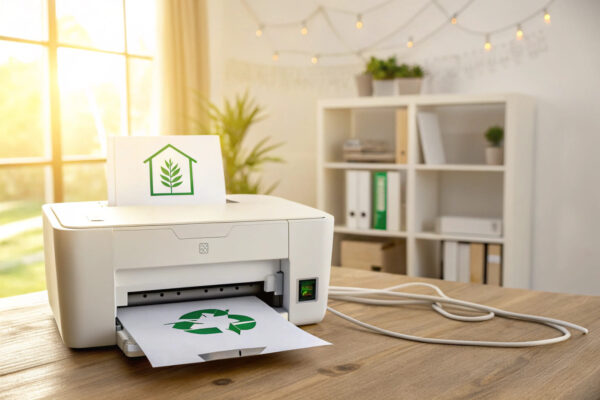 Drucker im Energiesparmodus als Beispiel, wie man stromsparend drucken kann