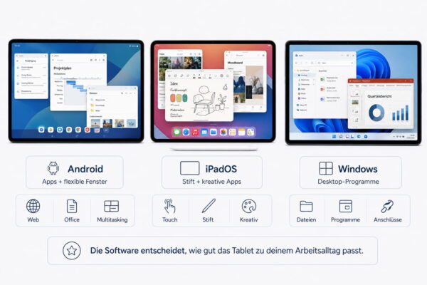 Vergleich von Android, iPadOS und Windows auf Tablets