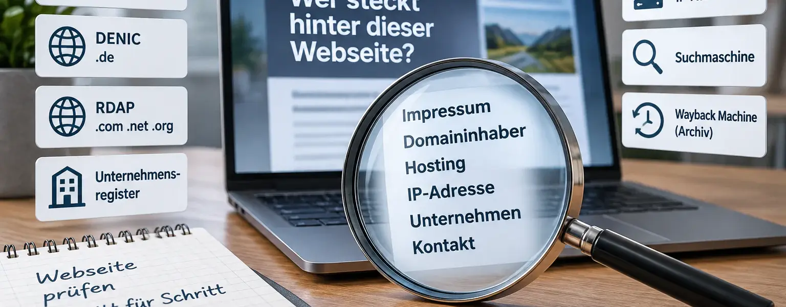 Betreiber einer Webseite herausfinden mit Impressum, DENIC, RDAP und weiteren Recherchemethoden