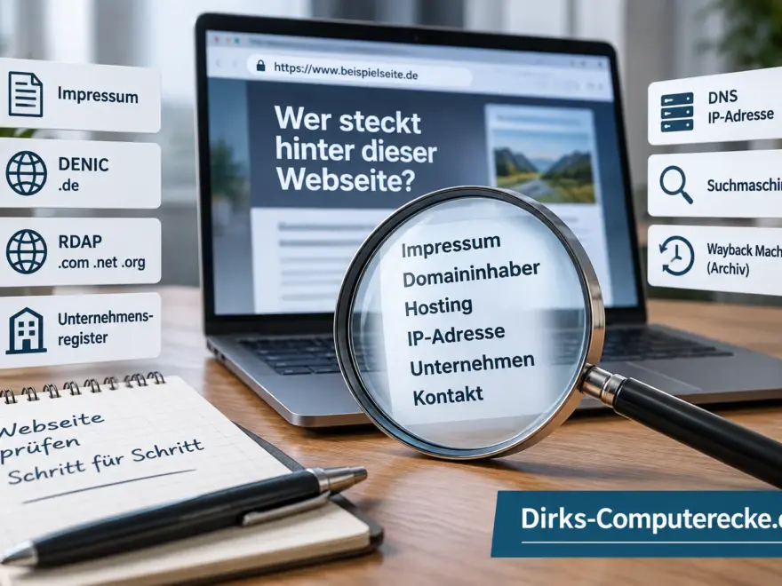 Betreiber einer Webseite herausfinden mit Impressum, DENIC, RDAP und weiteren Recherchemethoden